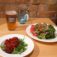 Vegan balls and house salad at The Loaf in Fernie
