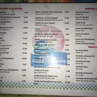 menu at Restaurant Vegetariano El Eden in Chachapoyas
