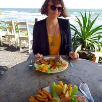 Another happy vegan! at Comedor Julias in Ometepe