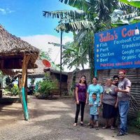 Edmundo and his family outside of their restaurant  at Comedor Julias in Ometepe