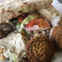 Falafel with salad, baba, and hummous at Baba Ganoush - Jerusalem Falafel in Bristol