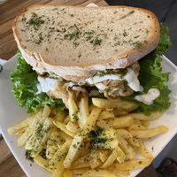 Another angle of tofu sandwich  at Karma in Jaco