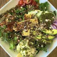 Salad bowl with pesto- yum  at Karma in Jaco