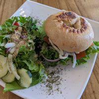 Salmon bagel at Karma in Jaco