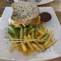 Fried tofu sandwich  at Karma in Jaco