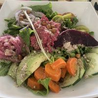 Buddha bowl (there’s rice underneath too)  at Karma in Jaco