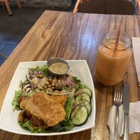 Karma bowl with fried tofu + Smoothie Sweety   at Karma in Jaco