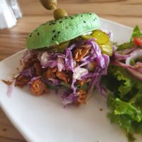 Pulled Soy Pork Burger at Karma in Jaco