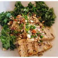 Tofu, Kale, Rice in a creamy sauce at Karma in Jaco