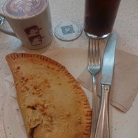 Savoury pastry (sweet potato, peanut butter), Hey Buddy Drink and Cold Brew at Buddy Buddy in Brussels