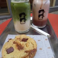 Iced matcha and praline chocolate. Swookie at Buddy Buddy in Brussels