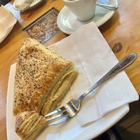 Yummy pastry with vegetables, good coffee  at Café Monteverde in Monteverde