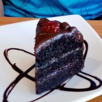 Vegan strawberry chocolate cake at Café Monteverde in Monteverde