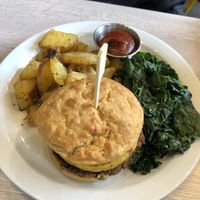 Biscuit Breakfast Burger  at Back To Eden Bakery in Portland