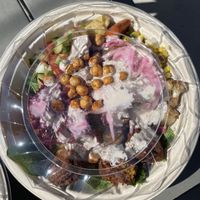 Kale, falafel, taztiki and chickpeas  at Mezeh in Blacksburg