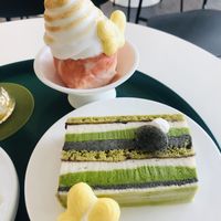 Watermelon Ice Cream with Marshmallow Topping & Jeju Matcha / Black Sesame Ice Cake 💚  at AcheMi in Seoul