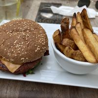 Burger with fries   at The Spot Cafe in Roedovre
