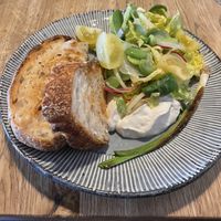 Spring veg salad with almond ricotta   at The Drunken Duck Inn in Ambleside