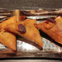 Vegetable samosas. at Dhaba@49 in West London