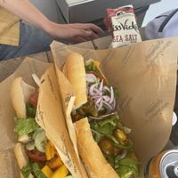 Vegan tropical sandwich and vegan cheese sandwich   at La Sandwicherie in Miami Beach