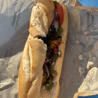 Hummus sandwich with everythingg  at La Sandwicherie in Miami Beach