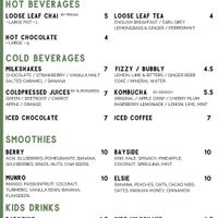 Drinks menu at Edithvale General Store in Edithvale