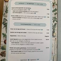 The menu at Hortus Botanicus in Amsterdam
