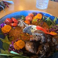 Avo on toast with mushrooms at Caffeine Kings in Miami