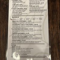 Menu  at Ramenwell in San Francisco