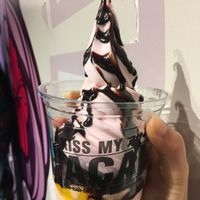 Loaded frozen yogurt: mango, brownies, and dark chocolate sauce at Mahalo Acai in Makati