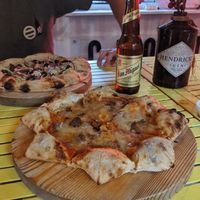 Vegan pizza with beyond meat and cheese, with stuffed crust at Crosta Pizzeria in Makati