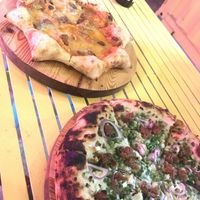 Stuffed AF pizza and Green Sausage (both vegan) at Crosta Pizzeria in Makati