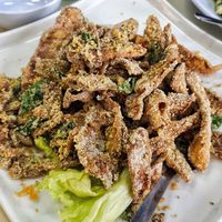 Fried King oyster mushroom at Big Veggie in Kuching