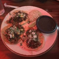 Wild mushroom tacos with rice & black beans  at Universal Studios - Antojitos Authentic Mexican Food in Orlando