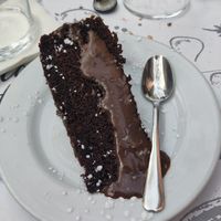 Chocolate cake at L'Encant Vegetaria in Barcelona