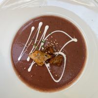 Cold vegetable soup   at L'Encant Vegetaria in Barcelona