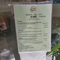 Menu at L'Encant Vegetaria in Barcelona