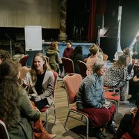 Nimbin Women in business crew enjoying  the Theatre space for a very interactive meet up.  at Nimbin Bush Theatre in Nimbin