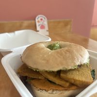 The breakfast bagel 🥯 fills you up for hours  at Mora Mora - Condesa in Mexico City