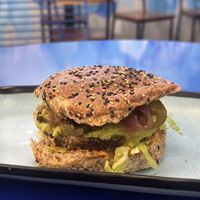 Burger - on the healthy sidee  at Mora Mora - Condesa in Mexico City