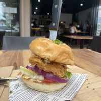 Southern chicken burger at Plant Based Eatz in Gold Coast