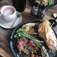 Mushroom Medley and Beetroot Latte at Plant Based Eatz in Gold Coast