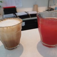 Macchiato and fresh juice at Archway Verdun in Montreal
