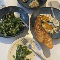 Green goddess salad, lion’s mane karaage, burrata   at Archway Verdun in Montreal