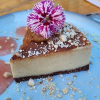 Cheesecake with rubarb🩷 at Archway Verdun in Montreal