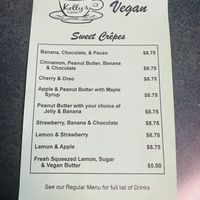 Menu at Kelly's Cafe in Brunswick