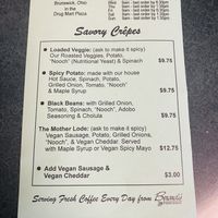 Menu at Kelly's Cafe in Brunswick