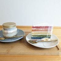 Tiramisu and rainbow cake at Shochiku-en in Tokyo