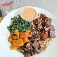 BBQ tofu mushroom rice bowl at Roro's in Nairobi
