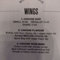 Wings menu as of December 2024 at BrewDog - Outpost in Dublin